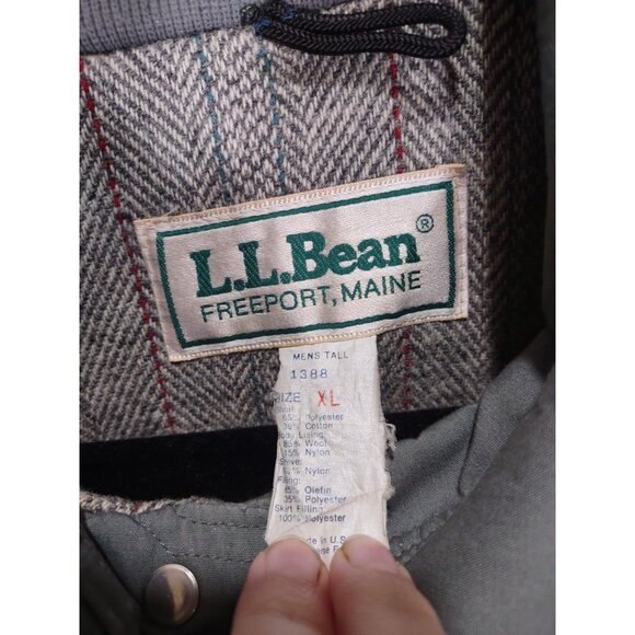 VTG 80s LL Bean Parka Jacket Mens XL Green Wool Lined Stadium Long Overcoat USA - Picture 3 of 9
